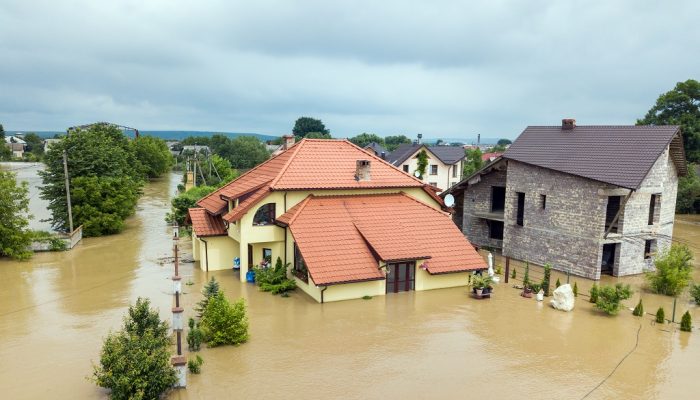 Flooded disaster area.